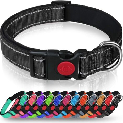 Collier pour Chien, Collier en Nylon Réfléchissant Réglable Classique avec Rembourré Doux Respirant Mesh pour Grands Chiens, L, Noir-Fei Yu (1/2)