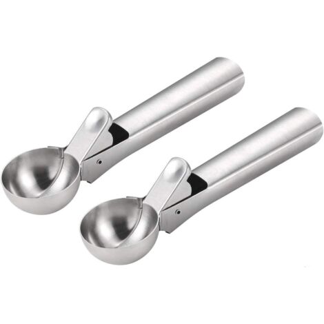 Cuillère à Glace - 2 Pcs Cuillère à Crème Glacée Réutilisable Ice Cream Scoop en Acier 304 Inoxydable avec Renforcer Cuillères Sphériques pour Cookies Servir-Fei Yu (1/4)