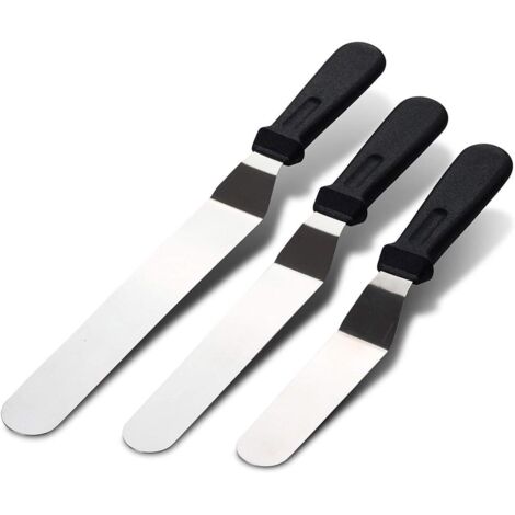 Spatules à pâtisserie coudées - 3 pièces spatule à pâtisserie coudée spatule à glacer coudée spatule pelle ou spatule de cuisine en acier inoxydable pour ensemble de décoration de gâteaux-Fei Yu (1/5)