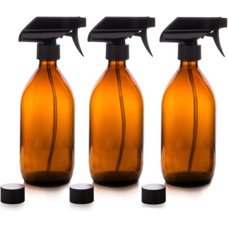 Flacons pulvérisateur - En verre - Ambré - Premium - 500 ml avec gachette de pulvérisation fine Flacons réutilisables - Lot de 3-Fei Yu (1/3)