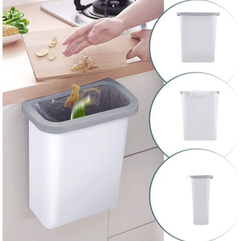 Kitchen Poubelle 10L Wall Mounted pour Voiture Bureau à Domicile Cuisine Can (Blanc)-Fei Yu (1/4)