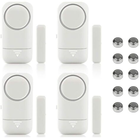 4 pcs Alarme de Porte et Fenêtre Capteur sans Fil Magnétique pour Système de Sécurité Maison Sécurité Enfants - Anti-Intrusion Anti-Vol Contre Cambriolage Détecteurs 120dB Sirène avec Pôles-Fei Yu (1/5)