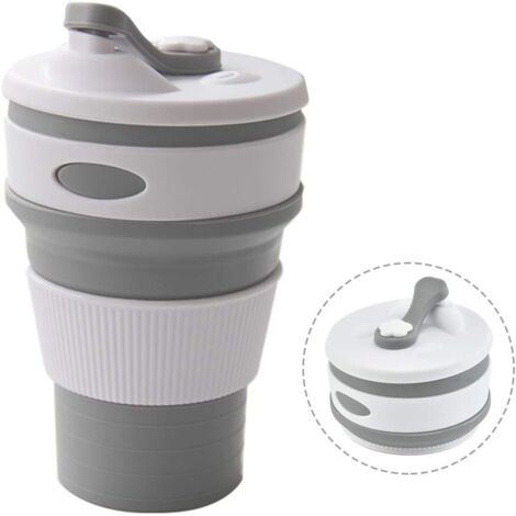 Tasse a Café Pliable, Réutilisable Tasse à café Portable Tasses en SiliCône de qualité Alimentaire sans BPA Mugs de Voyage - Gris-Fei Yu (1/3)