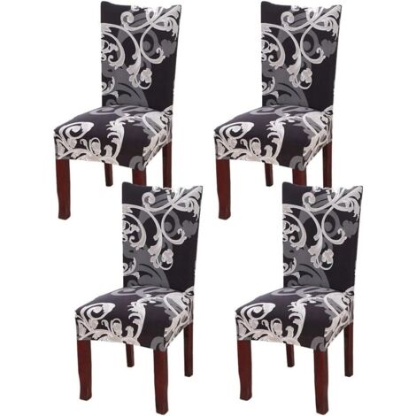 Housses de chaise de salle à manger Marron + blanc 4 pièces-Fei Yu (1/4)