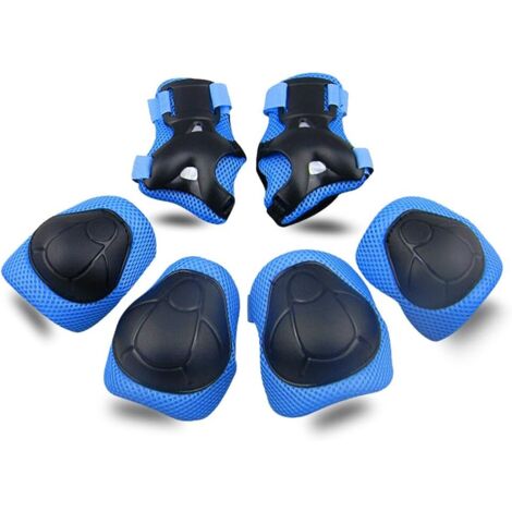Sets de Protection Enfant Genouillères, Coudières, Protège-Poignets pour Vélo Bicyclette Skateboard Roller Patinage-Bleu-Fei Yu (1/4)