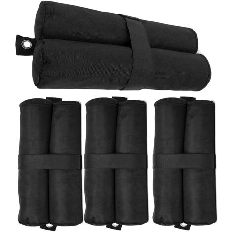 Lot de 4 sacs de lestage pour tonnelle - Pour auvent, tente - Sacs de lestage pour le sable - Pour extérieur instantané - Pieds lestés - Noir (style fermeture éclair, noir)-Fei Yu (1/5)