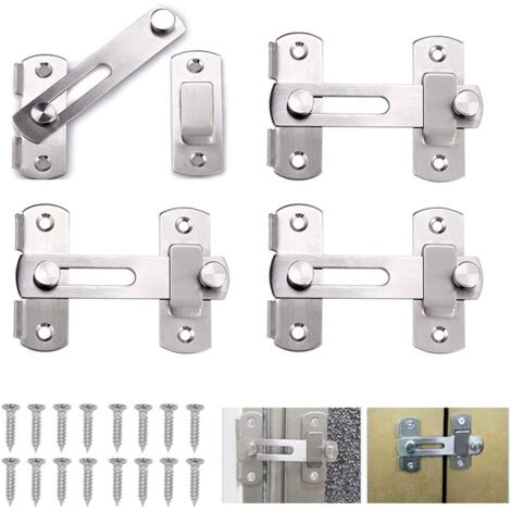 Verrou de Porte Coulissante à Loquet à Moraillon Robuste Flip Loquet de Sécurité Boulon de Verrouillage Boulon de Glissière de Porte avec Vis Boulon de Porte en Acier Inoxydable 4 Pièces-Fei Yu (1/5)