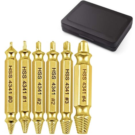 6 Pcs HSS 4341 Extracteur de Vis Extracteurs Dénudés, Outils Professionnels Extracteur de Boulons Cassés 0 1 2 2 3 4-Fei Yu (1/5)