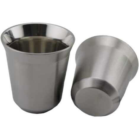 Ensemble de mugs en acier inoxydable , tasse en acier inoxydable 2 pièces, tasse en métal, gobelets, isolation thermique, tasse (6,2 x 6,1 cm)-Fei Yu (1/5)