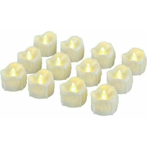 Bougies LED, bougies chauffe-plat LED , bougies sans flamme avec minuterie, mode automatique : 6 heures allumées et 18 heures éteintes, 3,2 x 3,6 cm, lot de 12, blanc chaud (1/5)