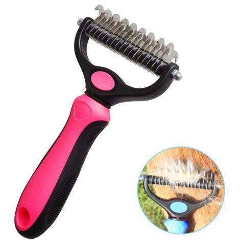Peigne de toilettage pour Animaux dômestiques, rateau de démêlage, Peigne pour Chien et Chat, pour enlever Les sous-Poils Mobiles (Rose/Double Face)-Fei Yu (1/2)