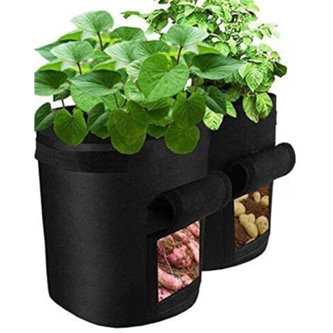 2Pcs Sac de Culture de Pommes de Terre Croissance, Sacs à Plantes pour Pomme Vegetale Tissu Durable avec Rabat et Poignée - Jardinage Potager Interieur-Fei Yu (1/5)
