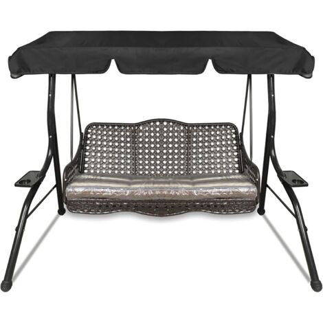 Auvent de remplacement pour balançoire de jardin, housse de rechange, auvent de balançoire, auvent de balançoire d'extérieur pour balançoire de jardin 3 places (195 x 125 x 15, Noir)-Fei Yu (1/5)