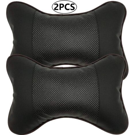2 pcs Voiture appuie-tête,Oreiller de Cou de Voiture PU Oreiller de Voyage en Cuir pour la tête reposent Le Soutien de Cou pour Le siège d'auto, Appui-tête de Voiture Oreiller de Cou de Voiture-Fei Yu (1/5)