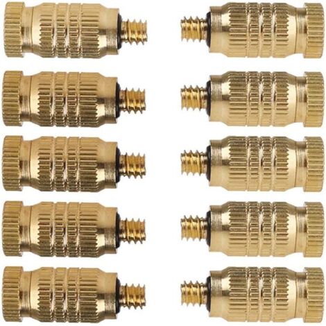 10pcs buses de brouillard en laiton haute pression tête de pulvérisation de brouillard pulvérisateur de brouillard atomise la buse de tuyau d'eau pour le système de refroidissement extérieur de jardin (1/5)