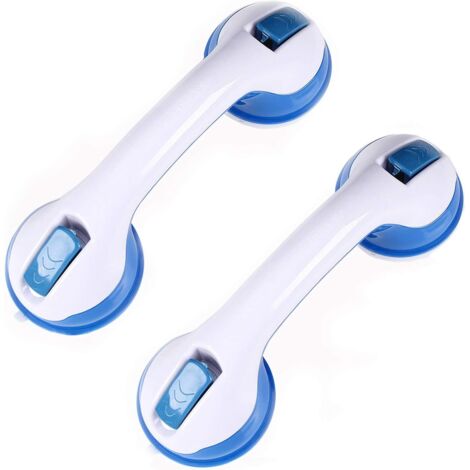 2 PCS Ventouse de Poignée Douche, Poignée de Baignoire en Plastique (Aucun Perçage Requis), Pour Salles de Bain, Enfants et Personnes Handicapées (Bleu)-Fei Yu (1/5)