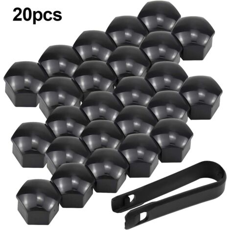 Capuchons D'écrou de Roue, Boulon Ecrou Couvre  20 Cache-écrous Boulon de Roue écrou Capuchon Cache-vis Noir Cache éCrou Hexagonal avec Outil Demontage, Antipoussière, DéCoration de Voiture-Fei Yu