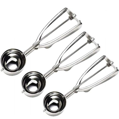 Cuillère à Glace - 3 Pcs Boules Cuillère à Crème Glacée Réutilisable Ice Cream Scoop en Acier 304 Inoxydable avec Renforcer Cuillères Sphériques pour Cookies Servir Glace Sorbets-Fei Yu (1/4)