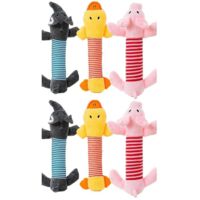 Lot de 6 jouets à mâcher pour chien en peluche couinante, mignons pour les petits et grands chiens qui font leurs dents