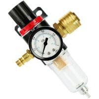 Filtre à air Compresseur, 1/4" Kit d'outils de Piège de Séparateur d'eau de Filtre de Compresseur d'air avec la Mesure de Régulateur