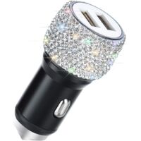 Chargeur de voiture double USB (blanc Bling)-Fei Yu