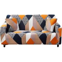 Housse de Canapé en Polyester Revêtement de Canapé Elastique Stretch Protecteur de Canapé Slipcover à 2 Places145x180 cm-treillis-Fei Yu