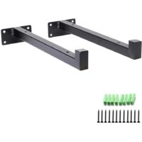 Support de Tablette Industriel Robuste-8"Support de Tablette en métal Flottant à Bride, Support de matériau pour étagère Murale rétro (Pack de 2, Noir)-Fei Yu