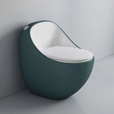 WC monobloc sans bride vert et blanc  Design moderne