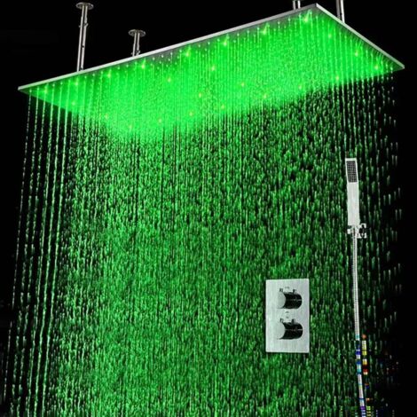 Ciel de pluie thermostatique led chrome, Marbelle (1/5)