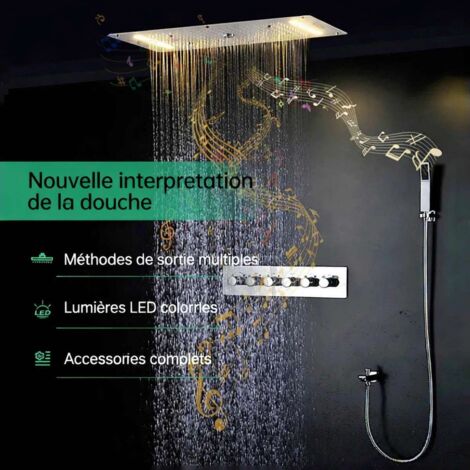 Ciel de pluie led thermostatique connecté chrome, Bayer (1/5)