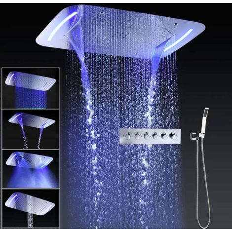 Ciel de pluie composition de douche thermostatique led chrome, Vienne (1/5)