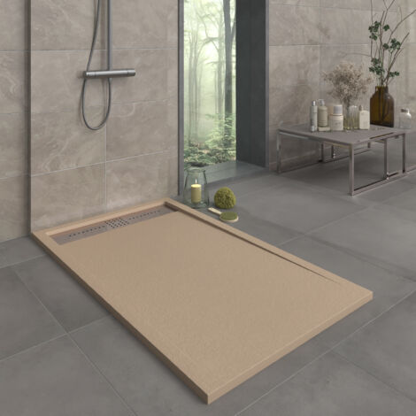 Receveur de douche en résine modèle Opale Largeur 90 Moka Ral 1019 mesure 90x200 cm (1/4)