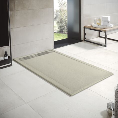 Receveur de douche en résine modèle Opale Largeur 90 Crème Ral 1013 mesure 90x200 cm (1/4)