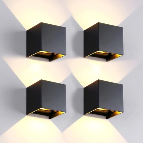 Pack 4 Apliques LED 6W Negro Aluminio – Luz Arriba y Abajo para Interior
