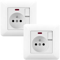 Pack 2 Enchufe 16A con Interruptor y LED – Empotrado 240V Blanco
