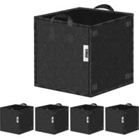 Bolsas de Cultivo Cuadradas 5 Galones – Macetas de Tela No Tejida para Plantas y Verduras, Bolsa de Plantación con Asas, Pack de 5, Negro, Alta Resistencia