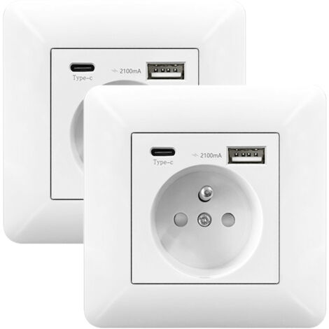 Set 2 Presa USB C 16A da Incasso – Presa Muro con USB Ricarica Rapida Casa Ufficio