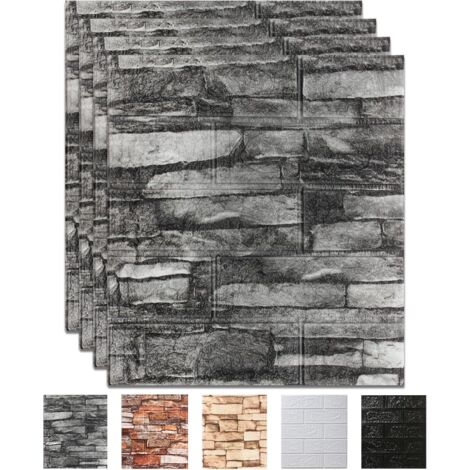 4 3D Brick Wall Stickers 35x38cm – Self-Adhesive, Living Room Decoration (1/5)