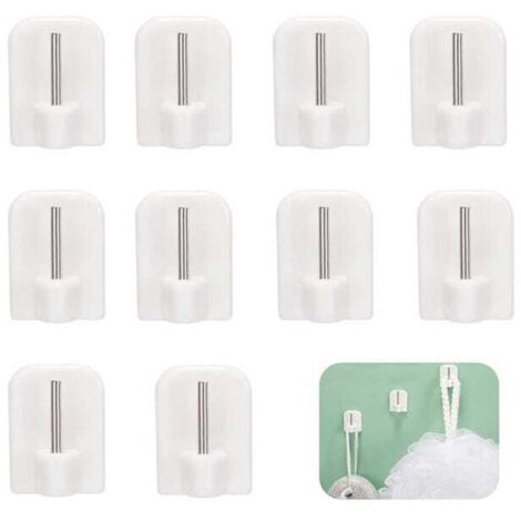 10 White Self-Adhesive Curtain Rod Hooks – No-Drill Mounting (1/5)