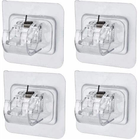 4 Self-Adhesive Curtain Rod Brackets – Adjustable Hooks, Easy Wall Mount (1/5)