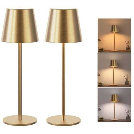 2-Pack Wireless Touch LED Table Lamps – 3 Colour Temperatures, IP54, Gold Finish (1/5)