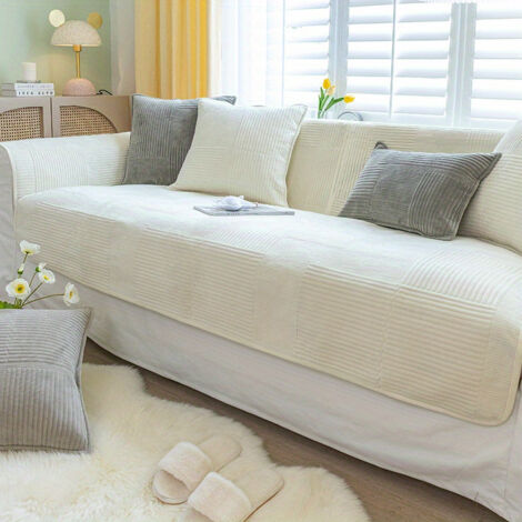 Warm Super Soft Short Plush Fleece Blanket, Sofa/Couch Cover, Sofa Throw Blanket, Sofa Protection, for Dog/Cat, for 1, 2, 3-Seater, L Shape, U-Shape, Corner Sofa,Beige