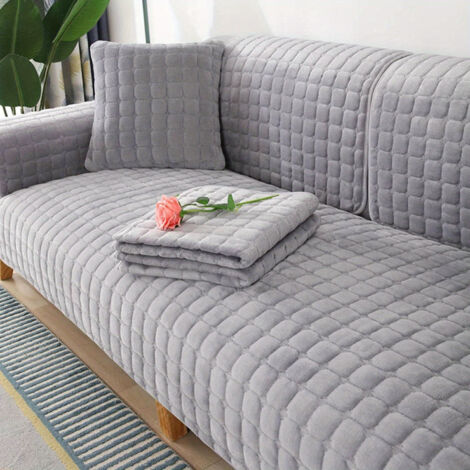 Flannel Sofa Cover Velvet 1-, 2-, 3-, 4-Seater Sofa Protector Non-Slip L-Shape Sofa Throw, Couch Cover Corner Sofa, Sofa Cover U-Shape, Pets Dog Sofa Throw Sofa Protection, Throw Blanket, Grey