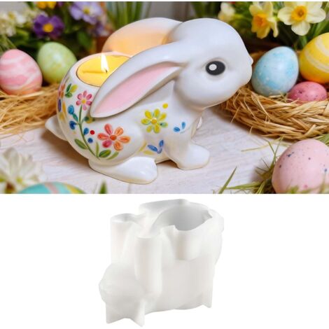 Silicone Easter Bunny Mold 1PC – Plaster Candle Mold for Easter Decoration & Crafts (1/5)
