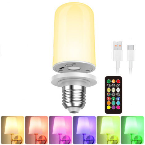 1 USB-C Rechargeable LED E27 Bulb – RGB 5000 mAh – Remote Included – Timer and Emergency Light with Magnet (1/5)