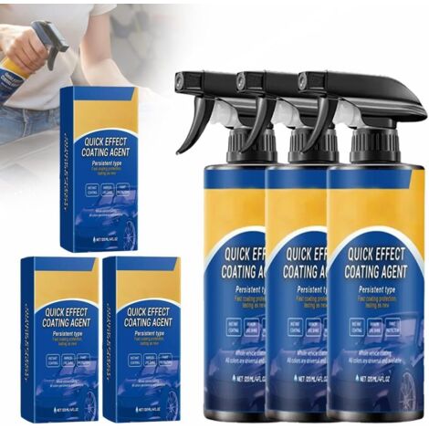 Pack of 3 Quick Effect Car Care Sprays – Waterless Wash, Polish & Protective Coating, Fast Shine & Paint Protection, Glass Cleaner