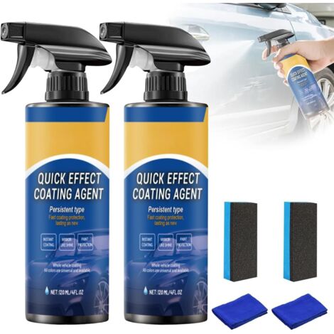 Pack of 2 Quick Effect Car Care Sprays – Waterless Wash, Polish & Protective Coating, Fast Shine & Paint Protection, Glass Cleaner