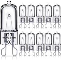 10 G9 Halogen Bulbs – 230V 28W – 392 lm – Warm Light 2700K – Dimmable – Home and professional lighting – 3000h