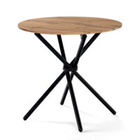 URBAN MEUBLE Tavolo da pranzo rotondo con effetto legno e gambe tonde incrociate, 80x80cm