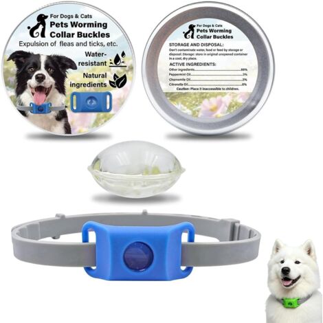 Floh- und Zeckenhalsband für Hunde, 2026 Neuer Anhänger mit ätherischen Ölen zur Abwehr von Zecken und austauschbaren Kapseln, verstellbar (Blau)